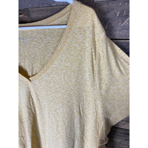 AVA & VIV Women's Yellow 3X V-Neck Short Sleeve Top Cotton Blend - Picture 4 of 10